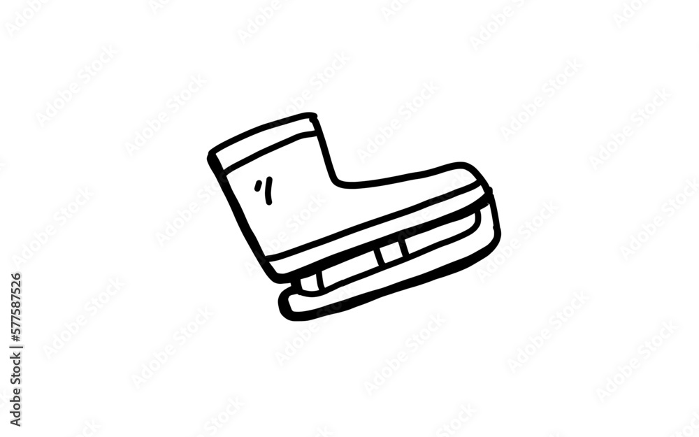 SKI BOOTS Doodle art illustration with black and white style. SKI BOOTS Doodle art illustration with black and white style.