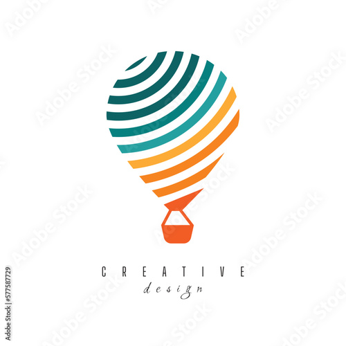 Hot air balloon and fair weather vector illustratio