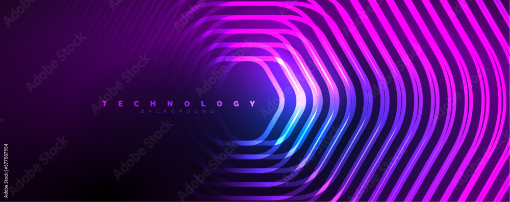 Techno shiny hexagons abstract background, technology energy space light concept, abstract background wallpaper design Techno shiny hexagons abstract background, technology energy space light concept, abstract background wallpaper design