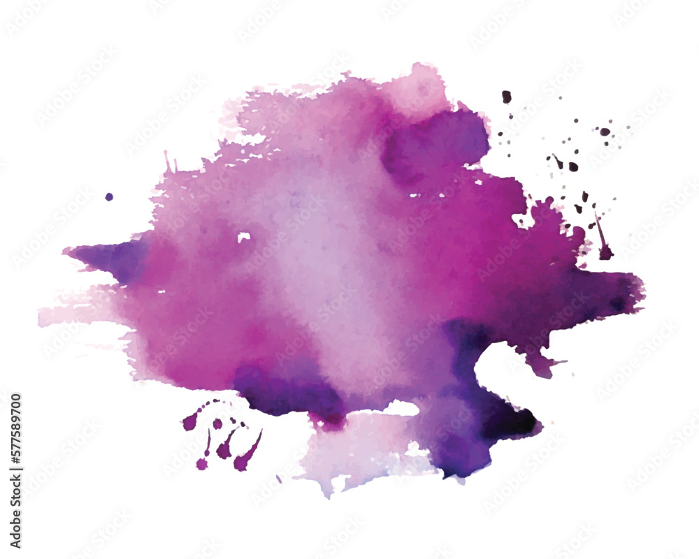 hand painter purple watercolor droplets blot texture background