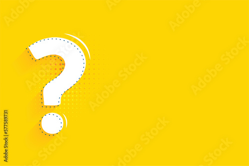 stylish question mark sing on yellow background with text space