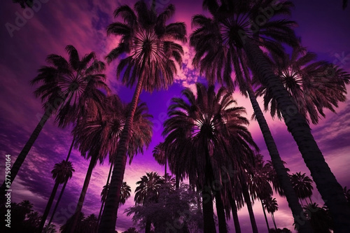 palm tress with purple sky