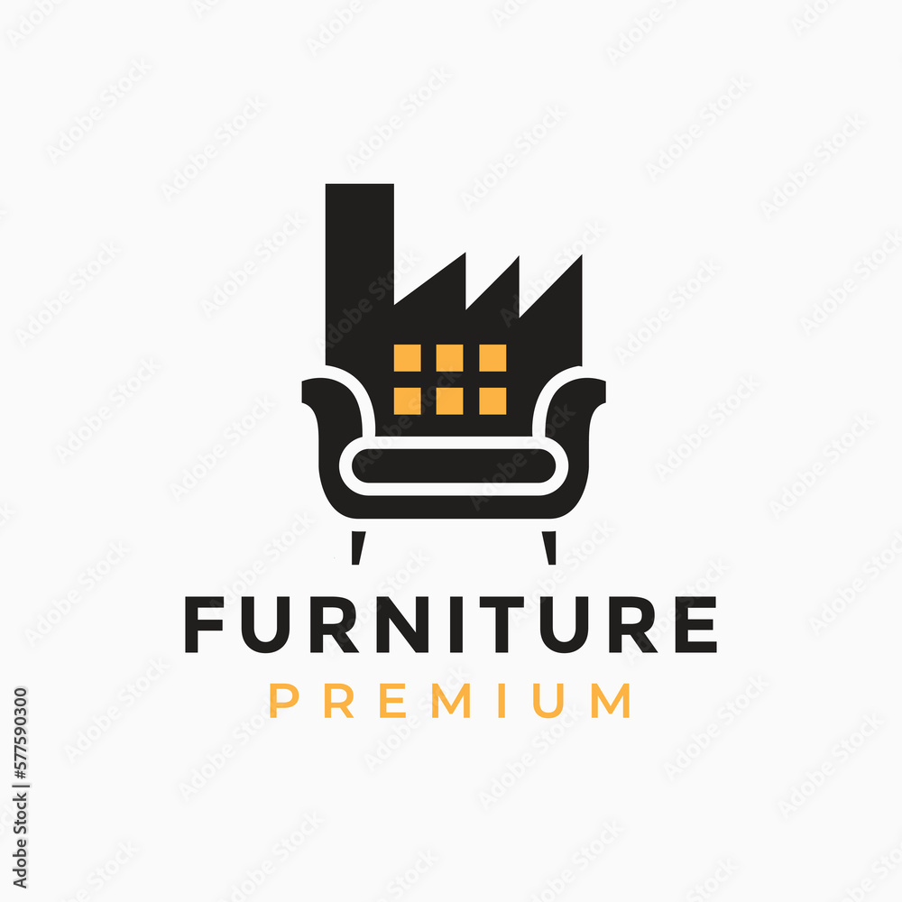 factory furniture business interior home logo design abstract vector illustration