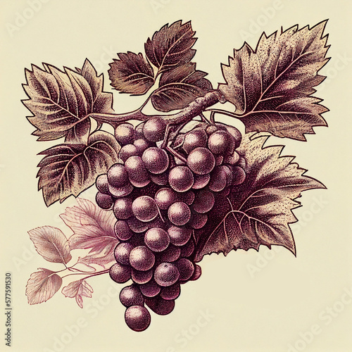 Grapes, engraving – created with generative AI