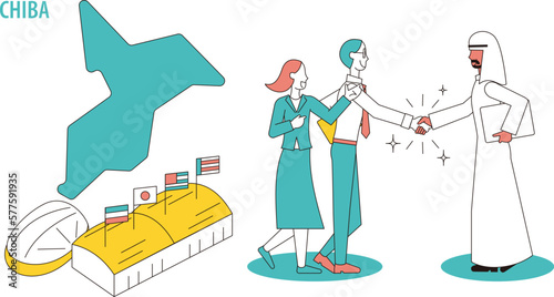 日本の千葉で行われる国際会議に訪れるビジネスマン（アラブ系）