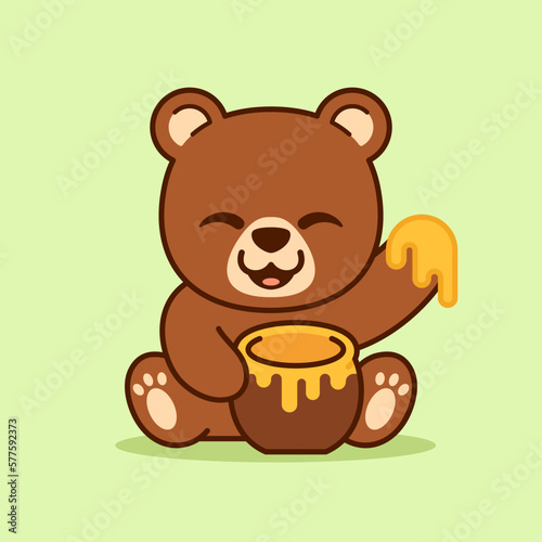 Cute Bear With Pot of Honey Illustration