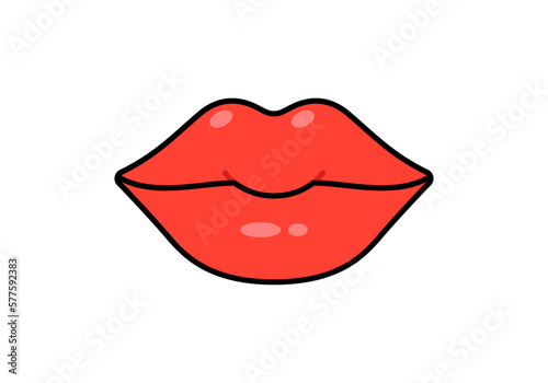 Vector Lips Illustration With Outline