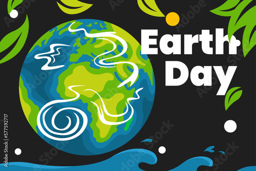 Illustration vector graphic of earth day with leaves and water. Good for poster