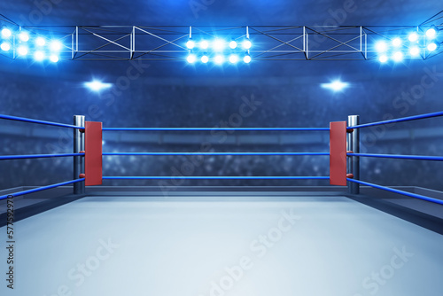 Professional boxing ring 3d illustration