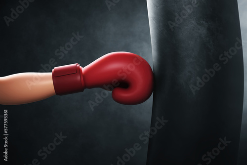 Boxer punching on 3d illustration