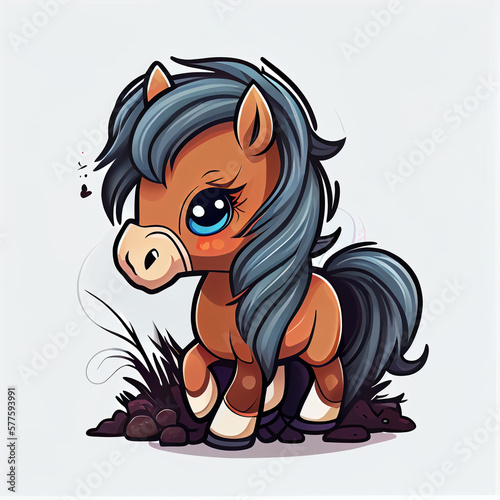 Horse Cute Creative Mascot Logo, created with Generative AI technology