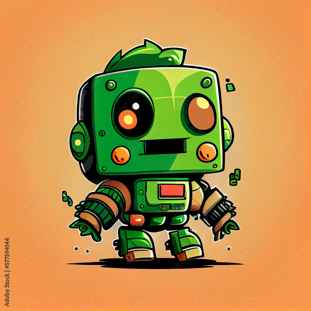 Robot Cute Creative Mascot Logo, created with Generative AI technology