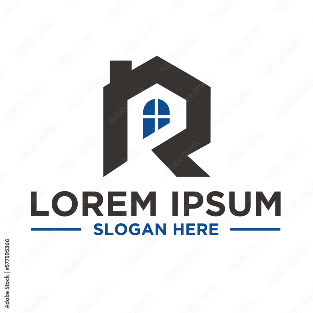 real estate company logo, letter R with house or home. real estate company logo, letter R with house or home.
