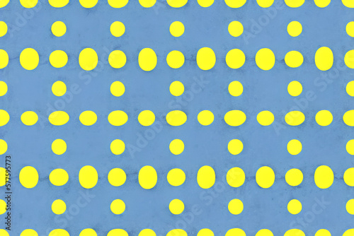 Blue and yellow polka dot pattern seamless edges