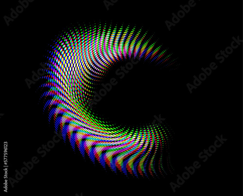 Punched dotted Polka Dot iridescent Eversible swirl rim. Vector.