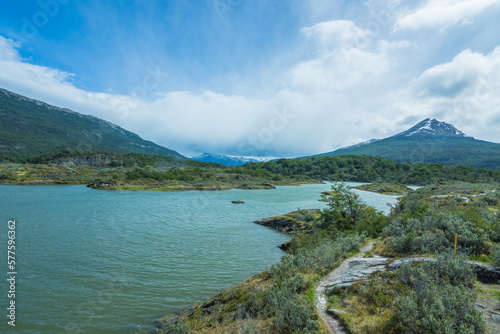 Landscape of Argentine Patagonia from the Coastal Path at Tierra del Fuego National Park - Ushuaia, Argentina