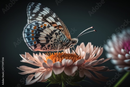 butterfly on flower - Generative AI © Chris