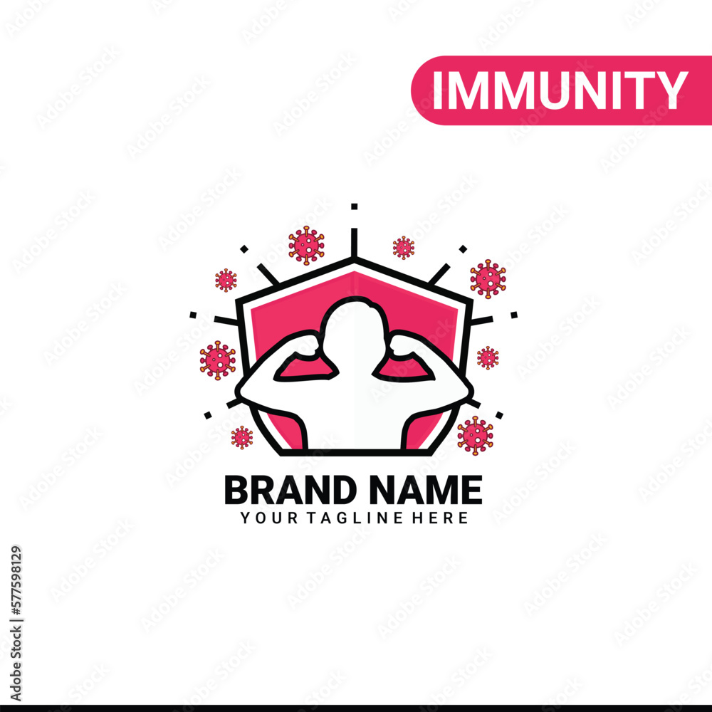 Obraz premium Immunity system logo template. Human immune system vector design. Virus and bacteria illustration.