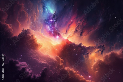 Galaxy with stars colorful, beautiful background © noeh