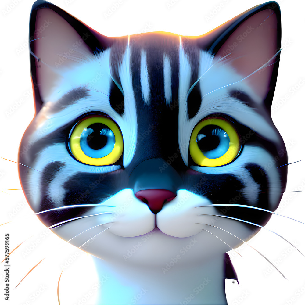 portrait of a cartoonish and funny cat (created with generative AI technology)