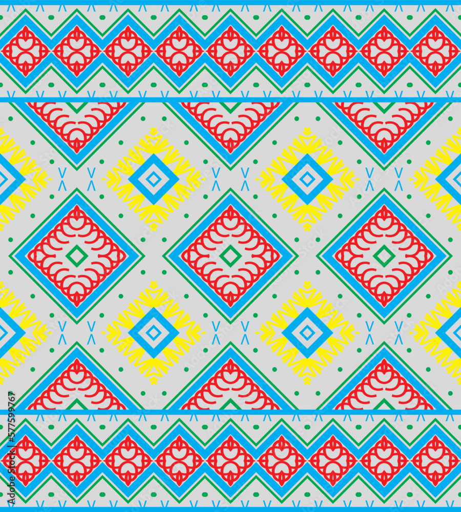 Ethnic pattern Philippine textile. Traditional ethnic pattern design It is a pattern geometric shapes. Create beautiful fabric patterns. Design for print. Using in the fashion industry.