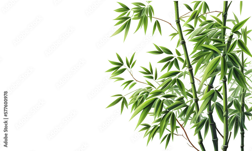 Bamboo tree on a transparent background and copy space for isolated object design and retouch.  generative AI.