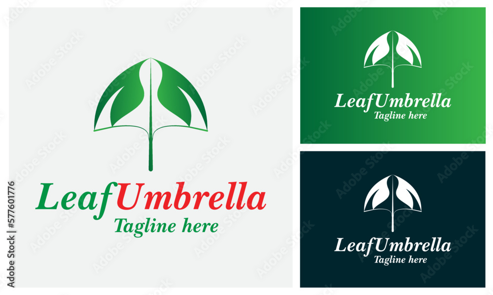 Leaf Umbrella Logo Design Template.