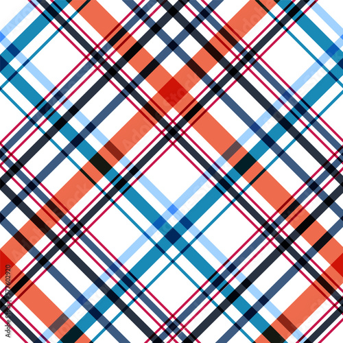 Blue and red check plaid tartan seamless pattern. Vector illustration.