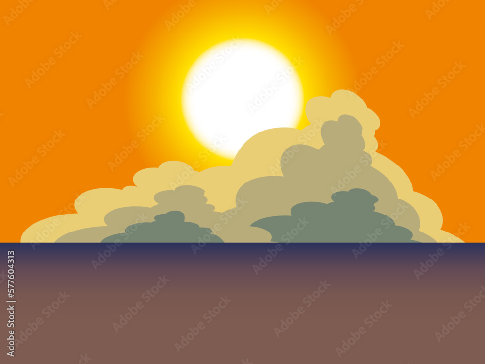 海、夕日、雲2. 海、夕日、雲2.