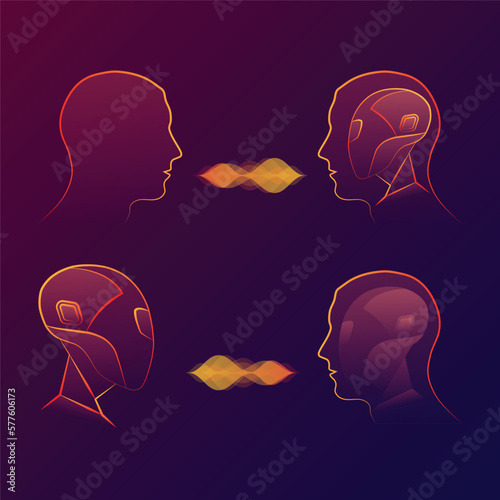 Robot and human chatting background