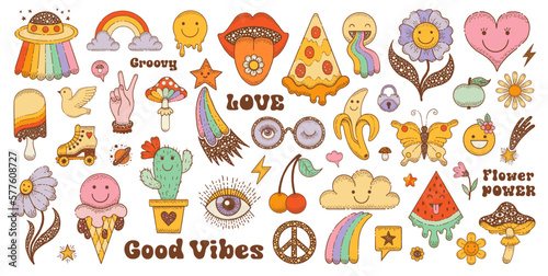 Fotobehang Hippy stickers