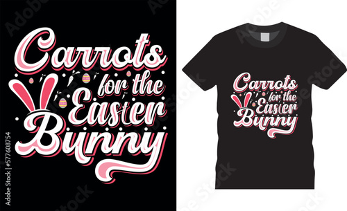 Happy easter rabbit, bunny tshirt vector design template.corrots for the easter bunny t-shirt design.Ready to print for apparel, poster, mug and greeting plate illustration.