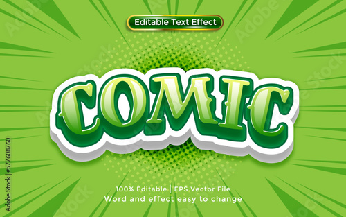 Comic text, green background, 3d style editable text effect