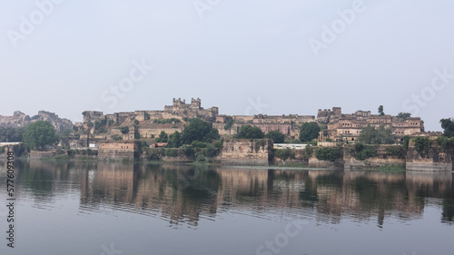 The Beautiful Reflection of Baldeogarh Fort Palace in the Lake, Baldevgarh, Madhya Pradesh, India. photo