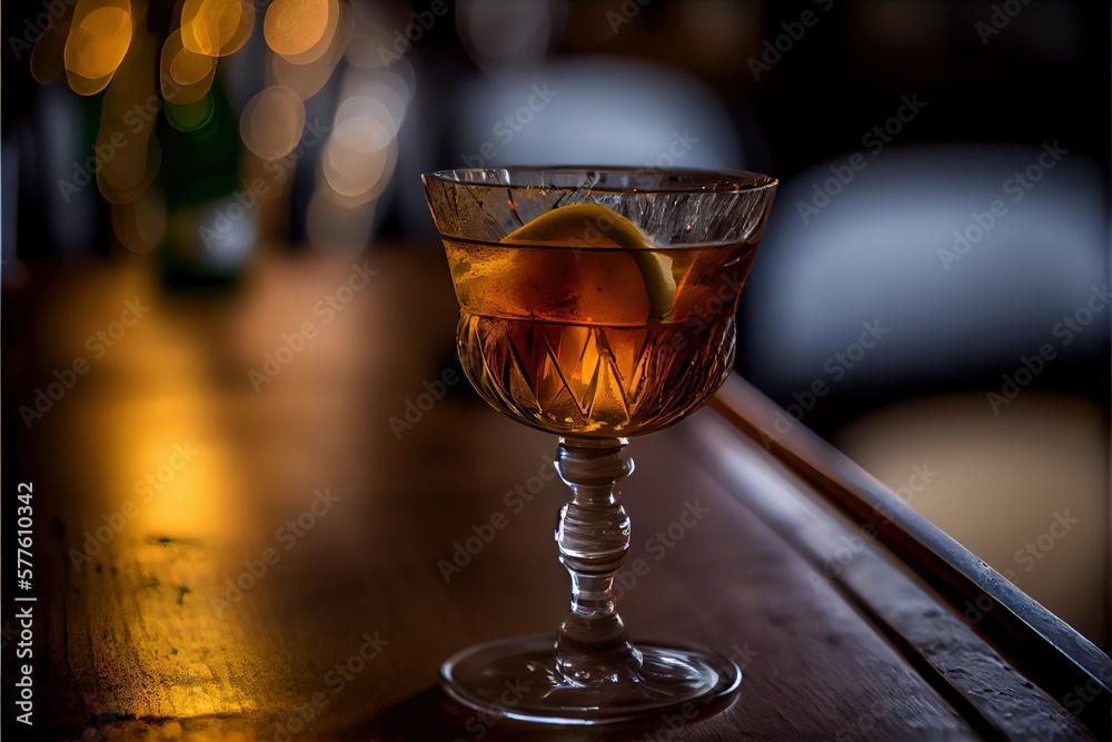 A cocktail on a bar