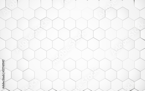 Abstract technological white hexagonal background 3d render. Wall background texture. Wall with textured hexagons. Honeycombs backdrop
