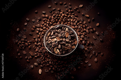 close-up fair-trade organic coffee beans, generative art