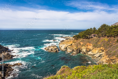 Beautiful Pacific Ocean view at the Garrapata State Park in California in springtime