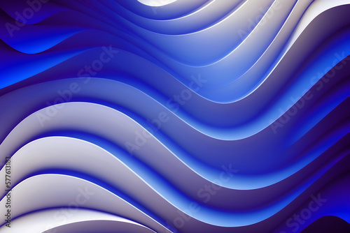 Fotobehang 青色のウェーブ幾何学デジタルビジネスグラフィックGenerative AI