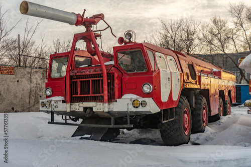 Large and powerful airfield fire truck photo