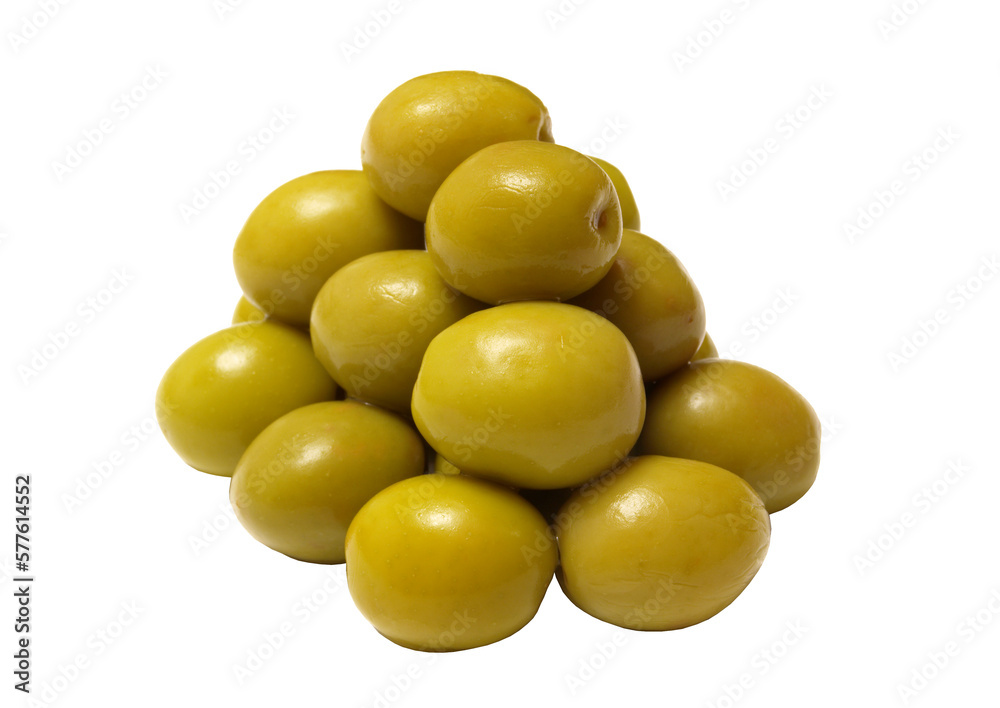 Green olives on white background Green olives on white background