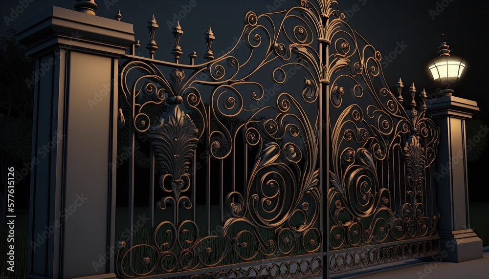 Wrought iron fence to elegantly protect your modern home at night