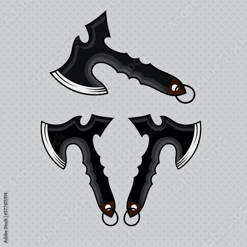 Set of throwing axe icon, throwing axe Vector illustration, throwing axe set vector sticker. Axe Throwing in wood.