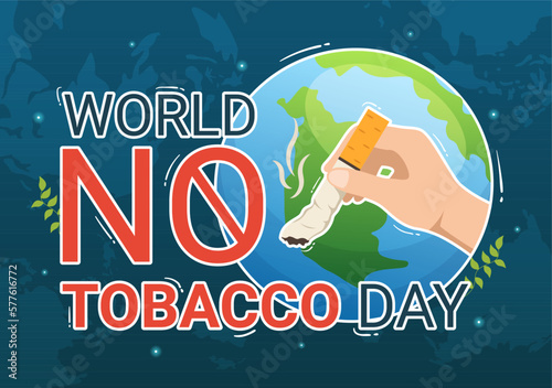World No Tobacco Day Illustration of Stop Smoking, Cigarette Butt and Harm the Lungs in Flat Cartoon Hand Drawn for Landing Page Templates