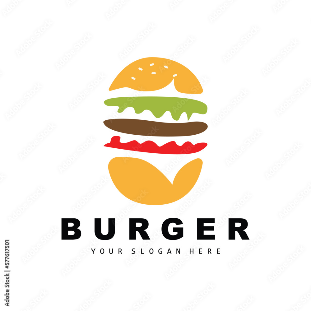 Burger Logo, Fast Food Design, Bread And Vegetables Vector, Fast Food Restaurant Brand Icon Illustration Burger Logo, Fast Food Design, Bread And Vegetables Vector, Fast Food Restaurant Brand Icon Illustration