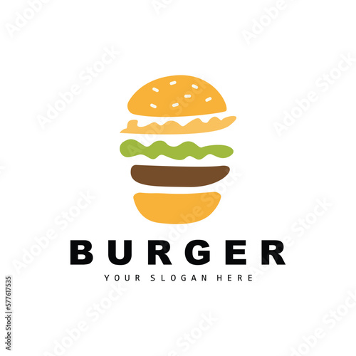 Burger Logo  Fast Food Design  Bread And Vegetables Vector  Fast Food Restaurant Brand Icon Illustration