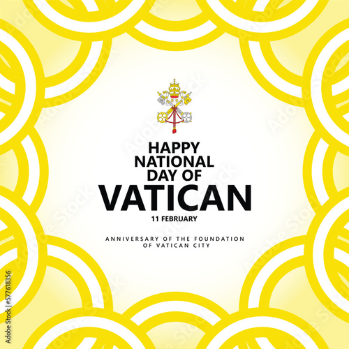 Anniversary of the foundation of Vatican City celebration vector template. The Holy See local celebration.