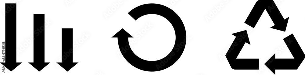 REDUCE, REUSE, RECYCLE icons as concept of reducing environmental pollution REDUCE, REUSE, RECYCLE icons as concept of reducing environmental pollution