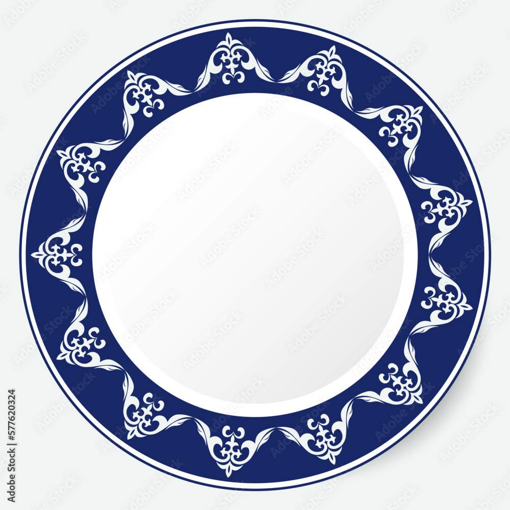 Frame of vector ornamental elements with motifs of Kazakh, Kyrgyz, Uzbek, Tatar, Yakut, Turk. National Asian decor for borders, textile, plate, tile, and print design. Workpiece for your design