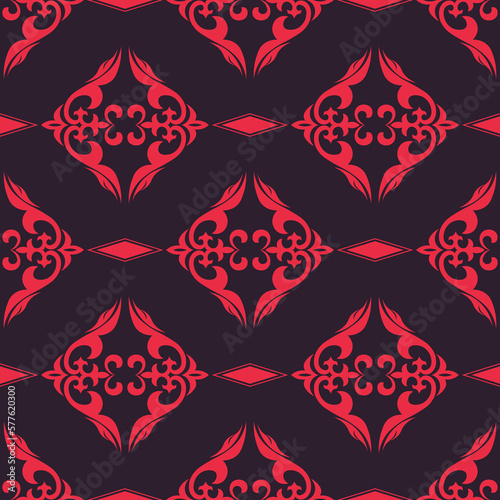 Seamless Asian pattern of the nomads of Central Asia and Kazakhstan, Kyrgyzstan. Nomadic ethnic stamp style. Asian ornaments.